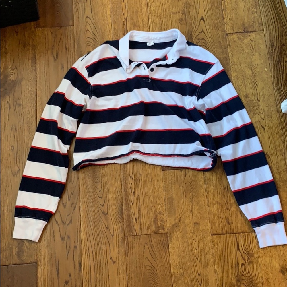 Stripped Long Sleeve Cropped T-Shirt